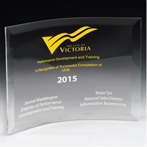 Screen Printed Freestanding Curved Award (5"x 7"x 1/4")